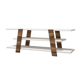 Hanah Home Soporte de TV Moderno Nórdico Nogal y Blanco - Montaje Pared, 120x42x33.6cm